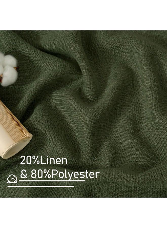 LAMIT Olive Green Linen Curtains 72 inches Long for Living Room, Soft Thick Semi Sheer Light Filtering Bronze Grommet Window Treatments Neutral Drapes for Bedroom, 2 Panels Set, 52 x 72 Inch - Image 3