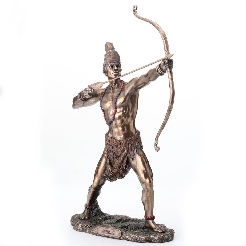 Veronese Design 11 Inch Orisha Ochosi The Divine Hunter Drawing His Bow Cold Cast Resin Statue Bronze Finish Sculpture - Image 1