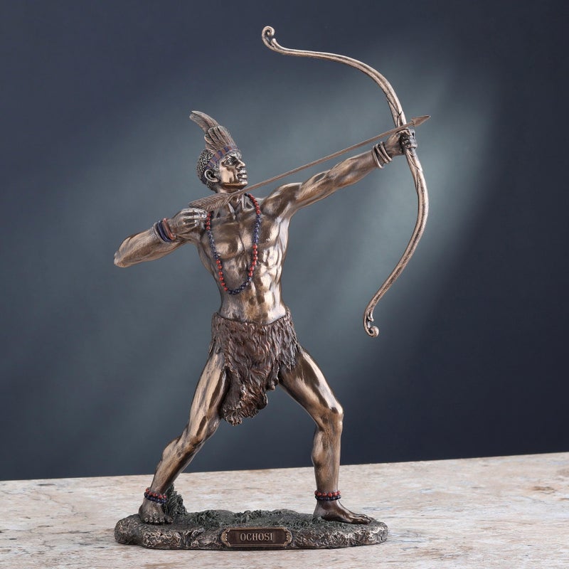 Veronese Design 11 Inch Orisha Ochosi The Divine Hunter Drawing His Bow Cold Cast Resin Statue Bronze Finish Sculpture - Image 4
