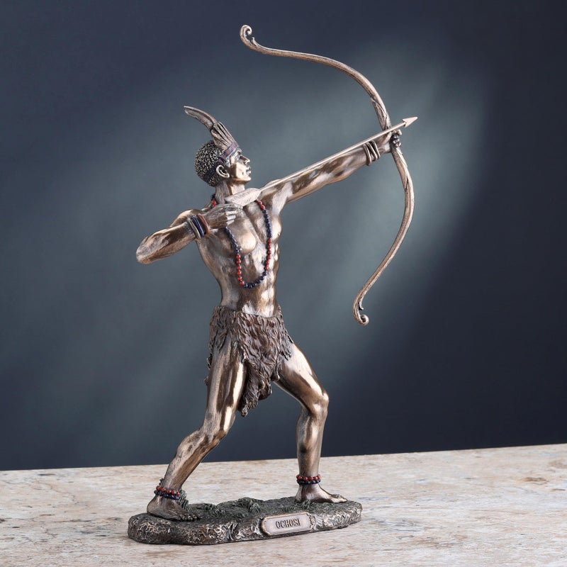 Veronese Design 11 Inch Orisha Ochosi The Divine Hunter Drawing His Bow Cold Cast Resin Statue Bronze Finish Sculpture - Image 5