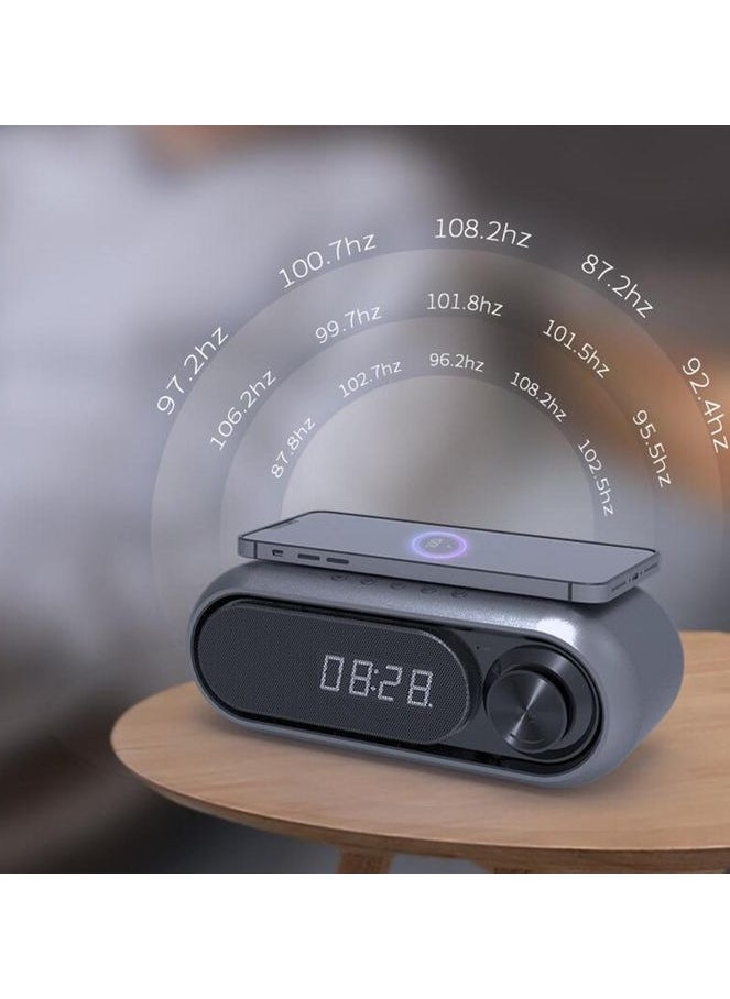 Pretocter - Wireless Charging with FM/AM Radio, Bluetooth Speaker,  LED Clock  Alarm,with TF/AUX/USB/3.5MM Audio,Bass Enhance&White Noise Sleep Mode - Image 1