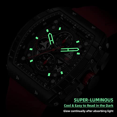 MF MINI FOCUS Men's Watch Fashion Tonneau Wrist Watches (Chronograph/Waterproof/Luminous/Calendar) Silicon Strap Quartz Watch for Men… - Image 4