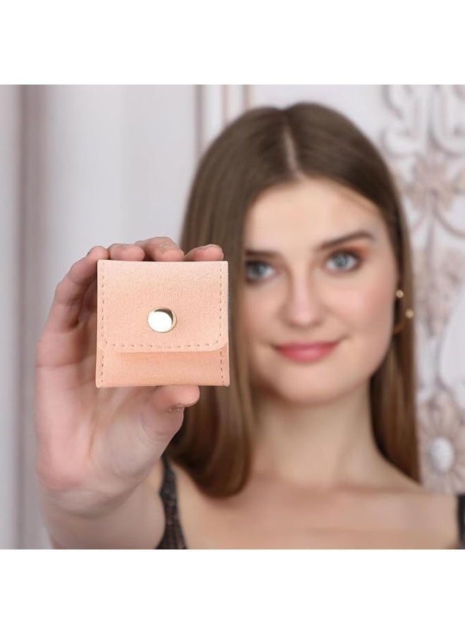 Mini Travel Jewelry Bag Mini Travel Jewelry Roll Bag with Buckle Portable Jewelry Pouch Travel Jewellery Organizer Case Small Foldable Jewellery Box for Earrings, Rings, Necklaces  (PINK)1PCS - Image 2