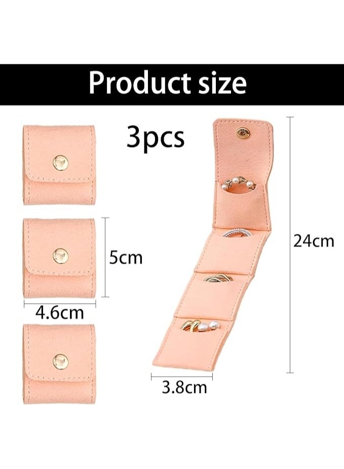 Mini Travel Jewelry Bag Mini Travel Jewelry Roll Bag with Buckle Portable Jewelry Pouch Travel Jewellery Organizer Case Small Foldable Jewellery Box for Earrings, Rings, Necklaces  (PINK)1PCS - Image 3