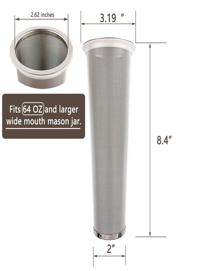 iAesthete 2 Pack - Ultra Fine Cold Brew Coffee Filter For 64 OZ and Larger Wide Mouth Mason Jar, Food Grade 304 (18/8) Stainless Steel Filter, Multiple Usages, Cold Brew Tea Filter, Fruit Infused Water Filter - Image 2