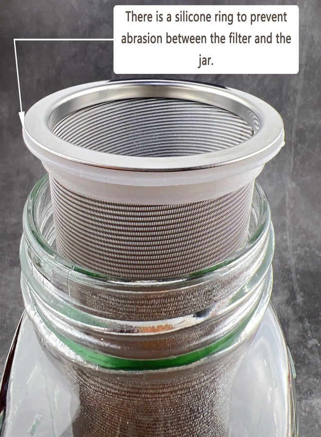 iAesthete 2 Pack - Ultra Fine Cold Brew Coffee Filter For 64 OZ and Larger Wide Mouth Mason Jar, Food Grade 304 (18/8) Stainless Steel Filter, Multiple Usages, Cold Brew Tea Filter, Fruit Infused Water Filter - Image 3