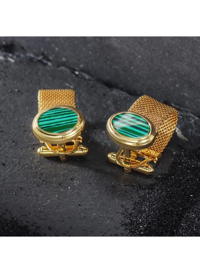 هاوسن أزرار أكمام للرجال مع سلسلة - إكسسوارات قميص من الحجر والذهب اللامع - هدايا حفلات للشباب - Image 4