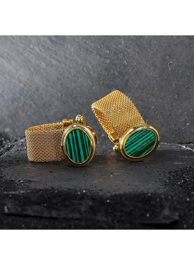 هاوسن أزرار أكمام للرجال مع سلسلة - إكسسوارات قميص من الحجر والذهب اللامع - هدايا حفلات للشباب - Image 3