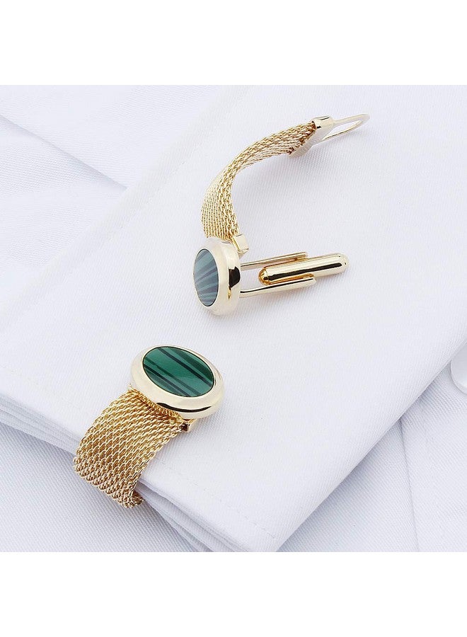 هاوسن أزرار أكمام للرجال مع سلسلة - إكسسوارات قميص من الحجر والذهب اللامع - هدايا حفلات للشباب - Image 2