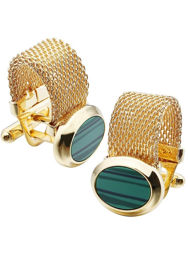 هاوسن أزرار أكمام للرجال مع سلسلة - إكسسوارات قميص من الحجر والذهب اللامع - هدايا حفلات للشباب - Image 1