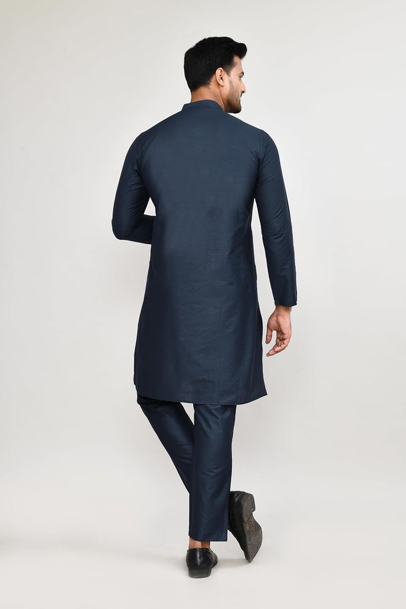 Polyfab Hathkargha Men's Cotton Regular Fit Kurta Pyjama Set - Ethnic Wear with Mandarin Collar & Full Sleeves - Image 2