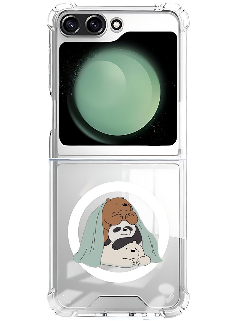 Theodor Magnetic Case for Samsung Galaxy Z Flip 5 Compatible with MagSafe Wireless Charging, Shockproof Phone Bumper Cover 3 Panda sitting - Image 1