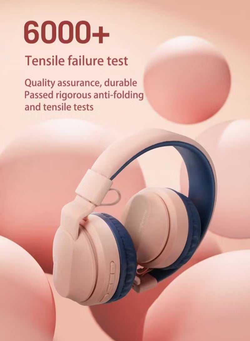 fingertime BOBO-1 Bluetooth Earbuds Bluetooth Headphones Over Ear Wireless Earphones Kids Headphones Soft Earmuffs & Lightweight for Long Time Wearing (Pink) - Image 5