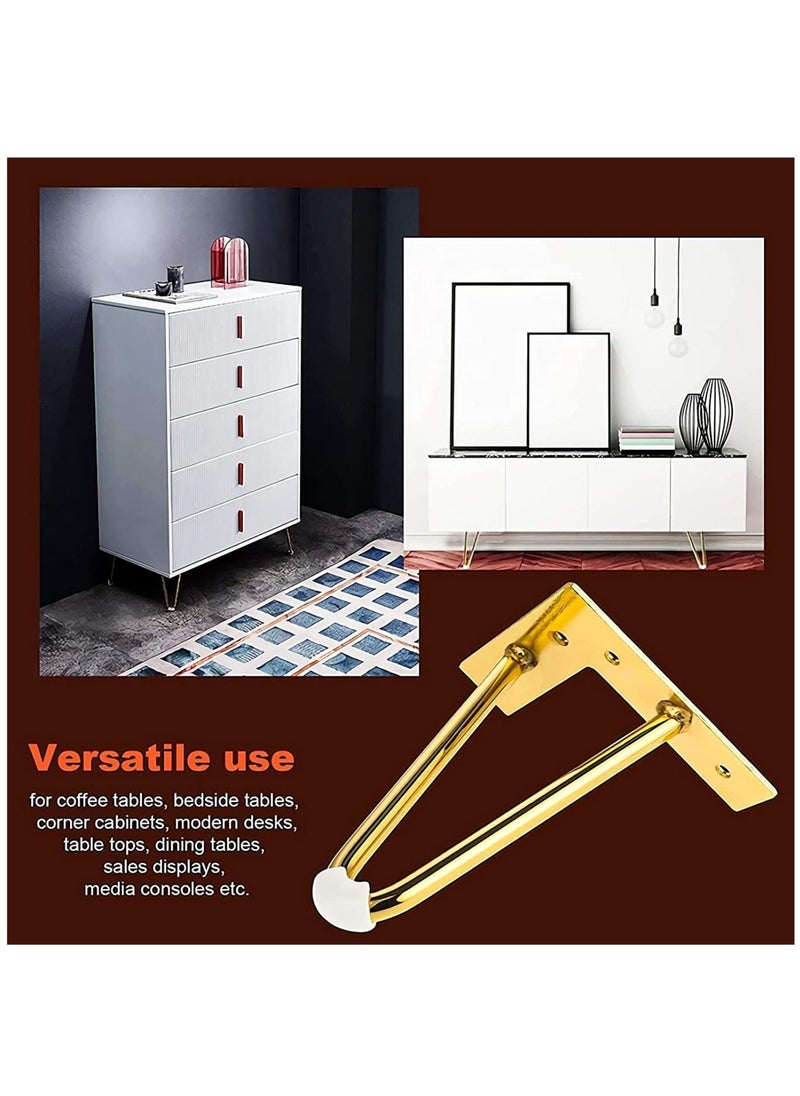 Generic - Gold Hairpin Table Legs, Metal Furniture Legs Sofa Legs 10cm, Gold Drawer Legs With Floor Protectors For Furniture, TV Stand, Cupboard, Cabinet, Small coffee table, Drawers. - Image 1