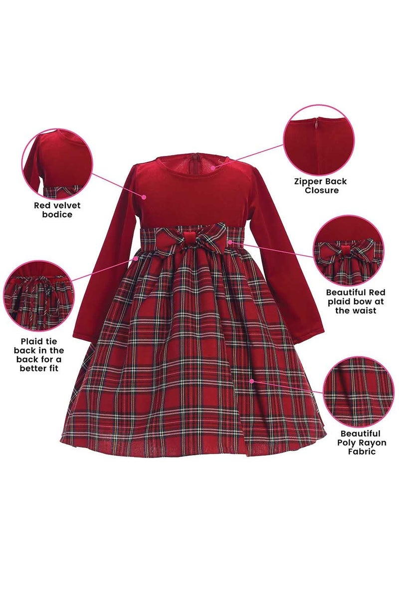 Pink Princess Vestido Navidad niña ropa navideña para niña Vestidos navideños para niñas Rojo 6-7 Long Sleeve Dresses for Girls 7-8 red Dress for Girls 7-8 Girls Size 7 Christmas Dress Girls Velvet Dress - Image 3