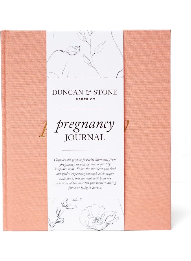 DUNCAN & STONE PAPER CO. DUNCAN & STONE PAPER CO. Pregnancy Journal Memory Book (120 Pages) - Pregnancy Planner w/Gold Foil Linen Cover - Flat Lay Spine Pregnancy Keepsake Book -Ideal Pregnancy Gifts - Image 1