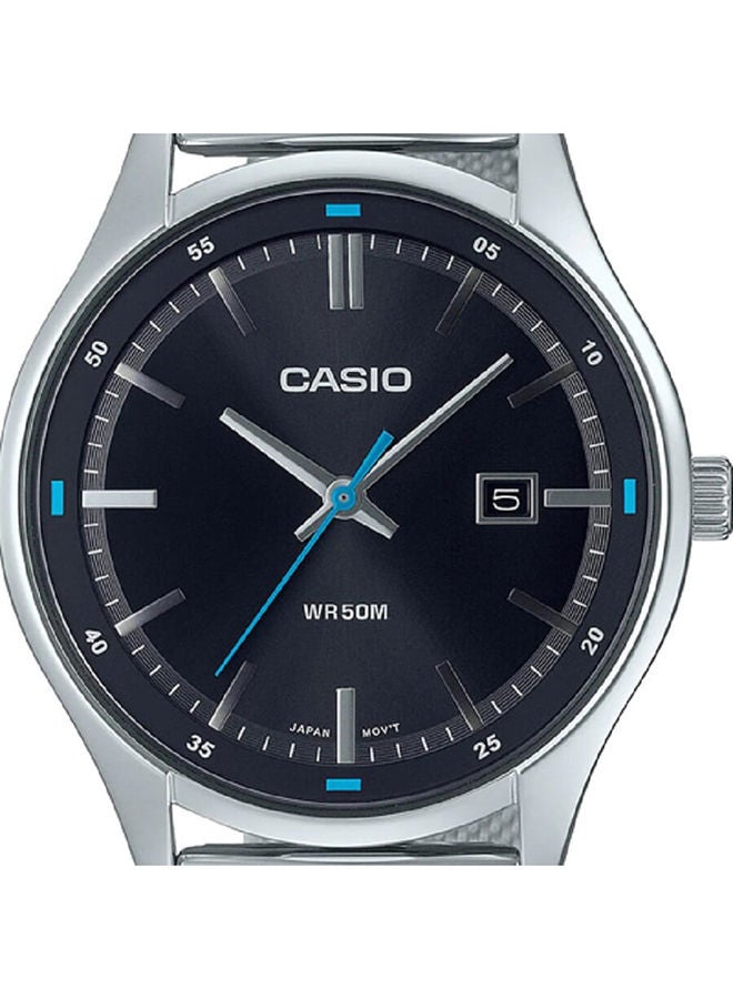 CASIO Men Watch Analog Date Display Black Dial Stainless Steel Mesh Band MTP-E710M-1AVDF - Image 3