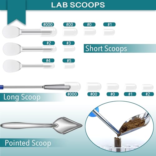 LELELUK 16-Piece Filling Tool Kit with Lab Scoops, Lab Spoon & Micro Funnels - Complete Set with Instruction for Home & Lab Material Handling #000 00 0 1 2 3 4 5 - Image 4
