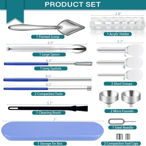 LELELUK 16-Piece Filling Tool Kit with Lab Scoops, Lab Spoon & Micro Funnels - Complete Set with Instruction for Home & Lab Material Handling #000 00 0 1 2 3 4 5 - Image 2