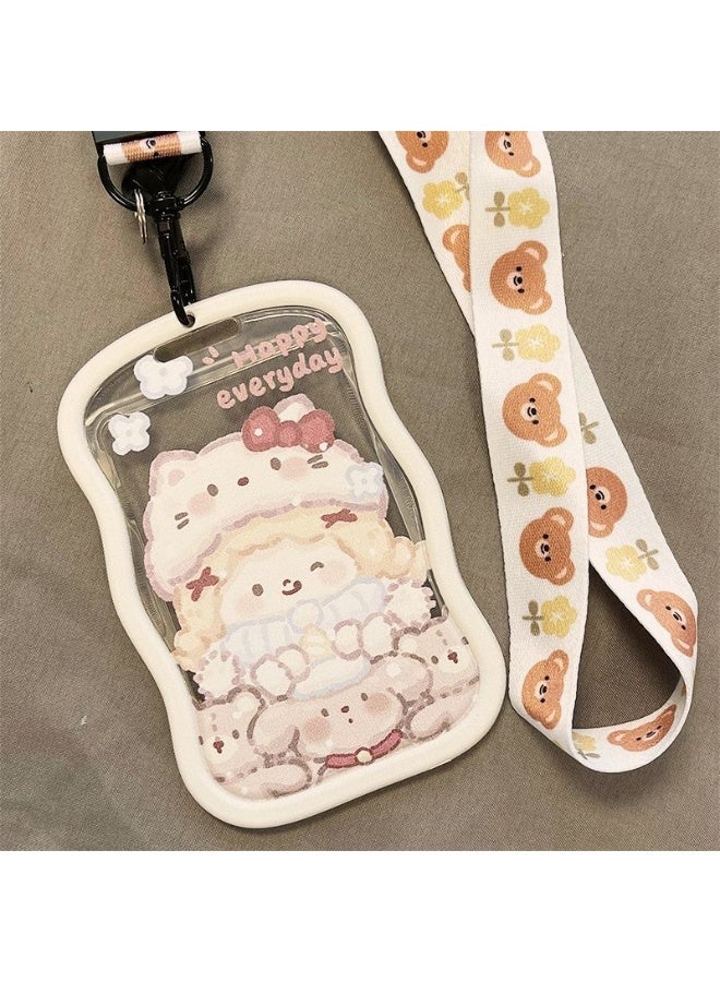 NIBEMINENT 1 - Piece Creative Bear Kpop Photo Card Holder Pendant Key Chain ID Badge Holder ID Card Holder Photo Card Protector for School ID Office ID Access Card for Women Girls