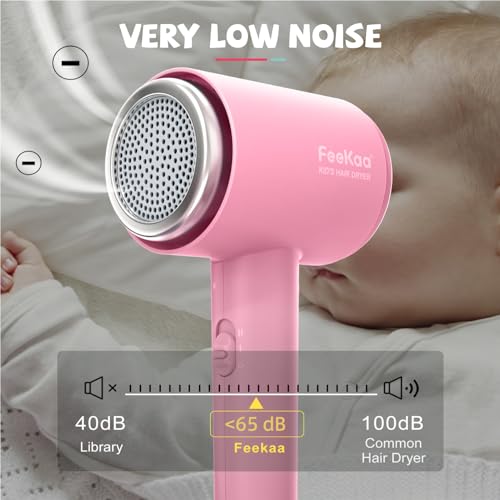 Feekaa Kids Hair Dryer, Portable Mini Blow Dryer with Diffuser, Quiet Small Hair Dryer for Children, Compact Kids Hairdryer with DIY Stickers Lightweight, Boy & Girl Birthday Gift, Pink - Image 3