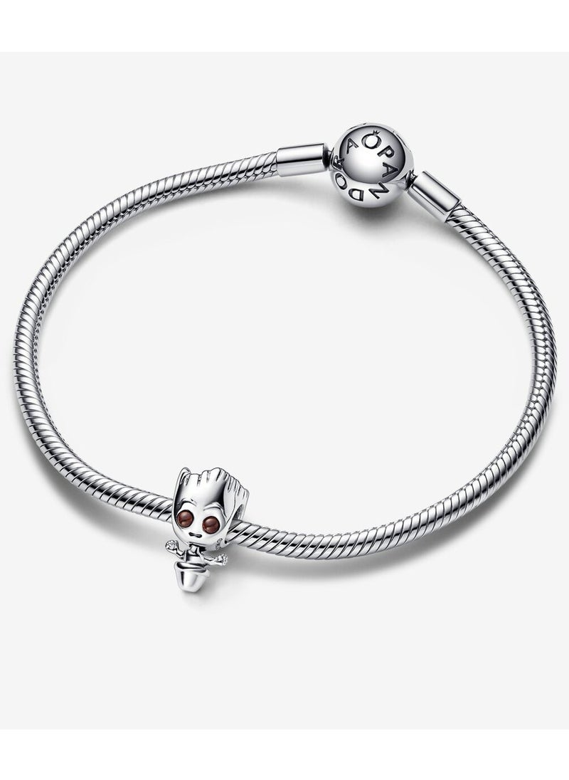 PANDORA - Pandora Marvel Baby Groot Sterling Silver Charm with Brown Crystal 792554C01 - Image 1