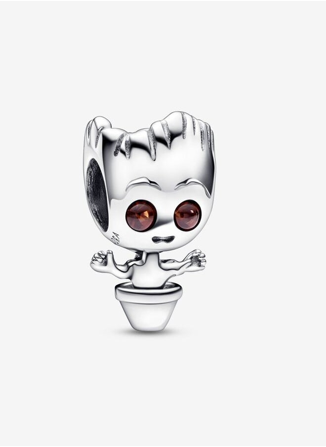 PANDORA - Pandora Marvel Baby Groot Sterling Silver Charm with Brown Crystal 792554C01 - Image 1