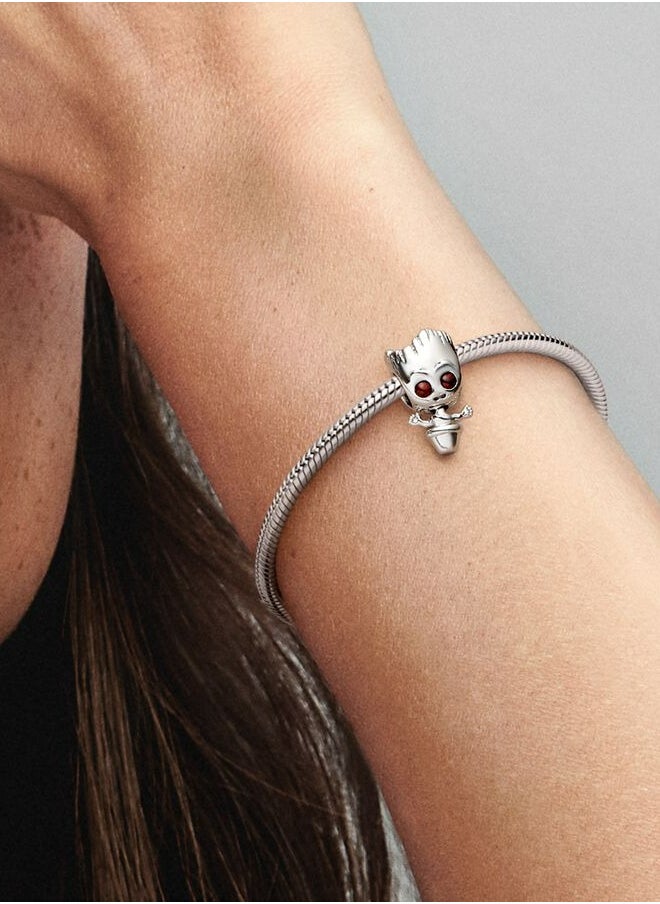PANDORA - Pandora Marvel Baby Groot Sterling Silver Charm with Brown Crystal 792554C01 - Image 1