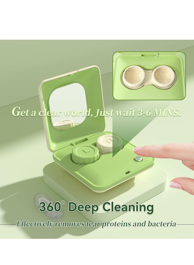 SOLARAE Contact Lens Cleaner Machine, Portable Contact Lens Case, Ultrasonic Contact Lens Cleaner, Auto Contact Lens Cleaning Machine, with Big Mirror, for Daily Care, Fit Soft Lens Hard Lens Colored Lens - Image 2