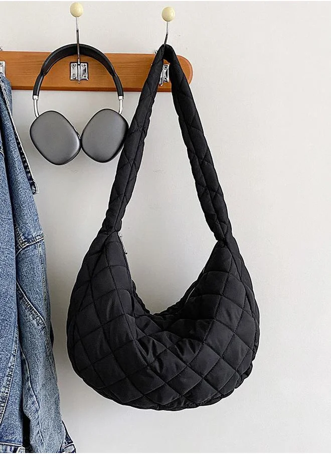 Styli Quilted Design Shoulder Bag with Zip Closure