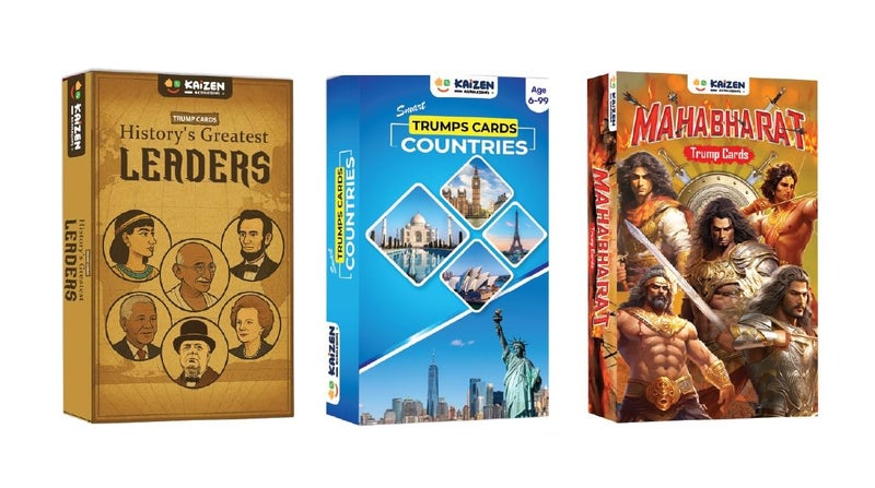 Kaizen MicroLessons Ultimate History and Geography Trump Cards Combo | 3 in 1 Mega Pack with World Countries, Mahabharat & Global Leaders | Educational Game for Kids, Fun Learning Toy - Image 1
