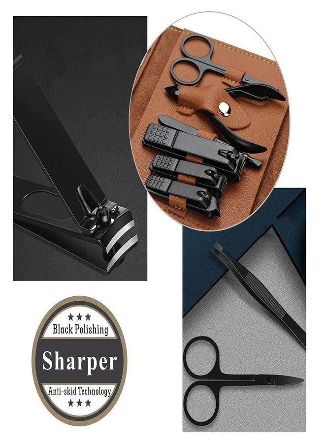 FitMe 16 Pieces Manicure Set, Pedicure Kit, Nail Clippers, Stainless Steel Professional Personal Care Tool Kit, Nail Tools with Brown Leather Case, Gifts for Men - Image 2