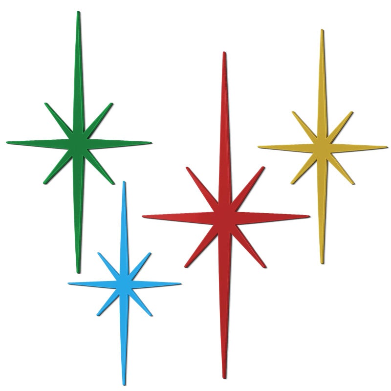 Blulu 4 Pcs Cast Iron Starburst Shaped Wall Decor Metal Mid Century Modern Decor Retro Atomic Stars Wall Art Elegance Accents Vintage Celestial Whimsigoth Hangings for Home Office RoomVintage - Image 2
