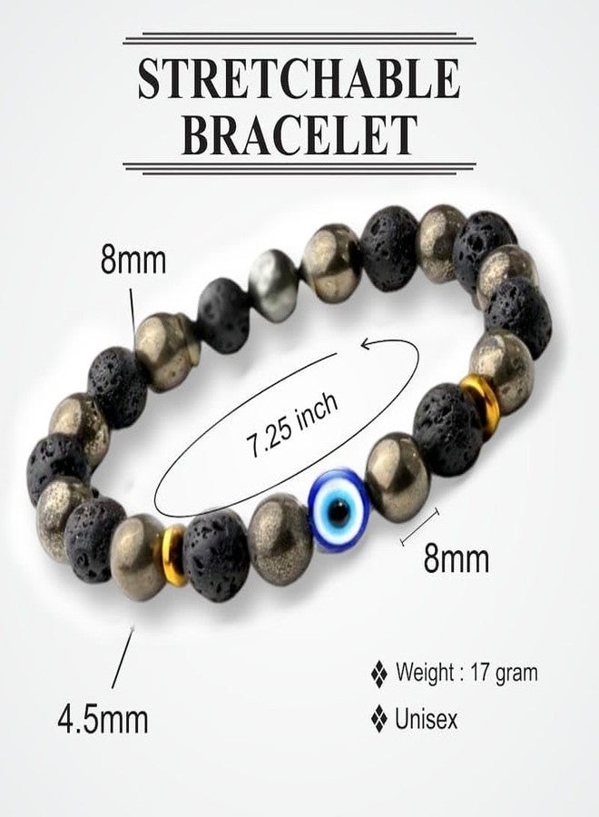 SAINTIMO ® Wealth Evil Eyes Bracelet | Citrine & Raw Pyrite Bracelet | Healing Crystals for Wealth & Abundance | Evil Eyes Symbol for Prosperity | Astrology Bracelet for Men & Women | Certificate of Authenticity - Image 4