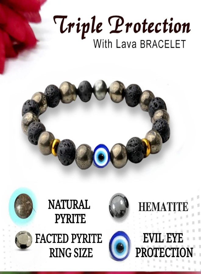 SAINTIMO ® Wealth Evil Eyes Bracelet | Citrine & Raw Pyrite Bracelet | Healing Crystals for Wealth & Abundance | Evil Eyes Symbol for Prosperity | Astrology Bracelet for Men & Women | Certificate of Authenticity - Image 3