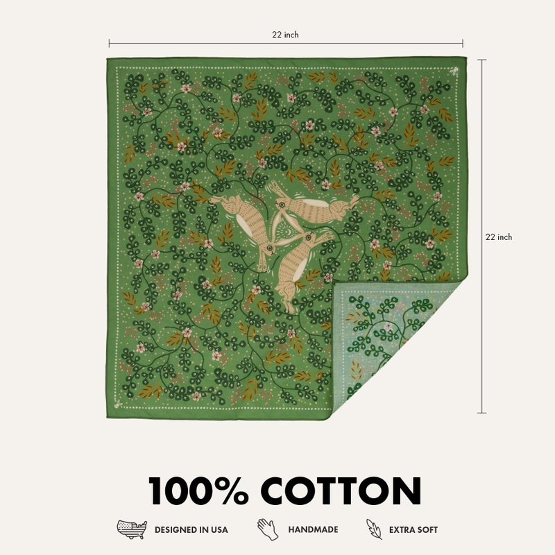WHTE MOSS Bandana â€“ 100% Cotton Extra Soft Scarf Handkerchief for Men & Women (Rabbit Green) - Image 3