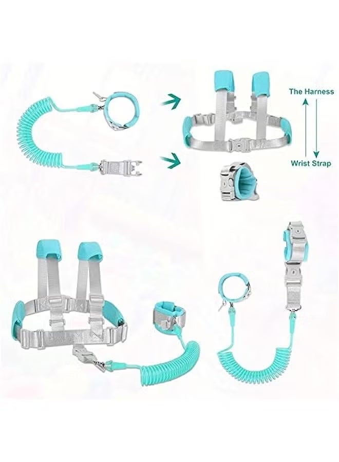 DPTER 2.5M Toddler Leash，Anti Lost Toddler Leash with Backpack Harness and Wrist Link for Child Safety Wristband Leash, Reflective Anti-Loss Wrist Strap For Children、 Infants And Children, Wrist Strap For Outdoor Activities And Shopping,Green - Image 2