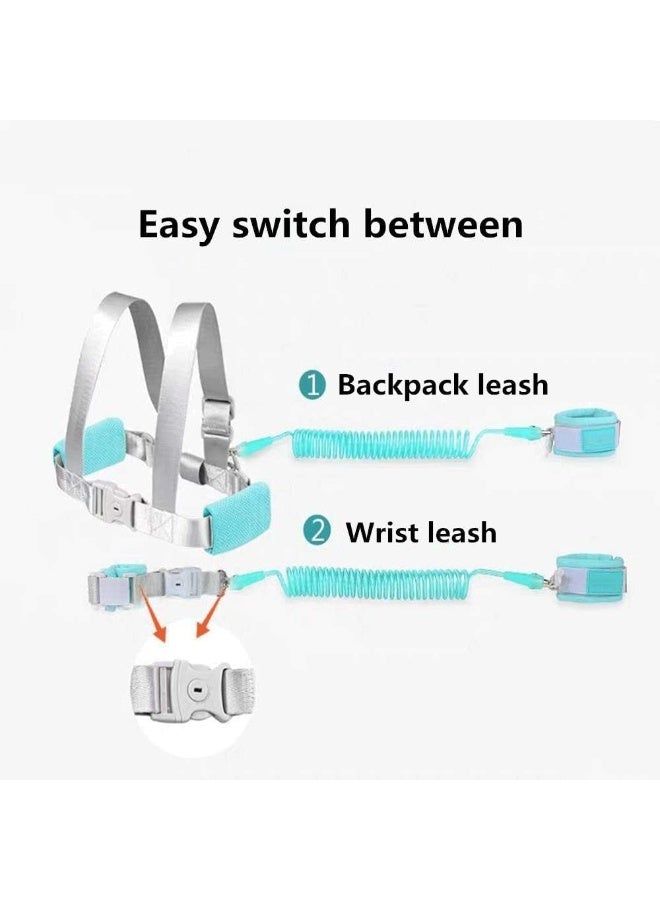 DPTER 2.5M Toddler Leash，Anti Lost Toddler Leash with Backpack Harness and Wrist Link for Child Safety Wristband Leash, Reflective Anti-Loss Wrist Strap For Children、 Infants And Children, Wrist Strap For Outdoor Activities And Shopping,Green - Image 3