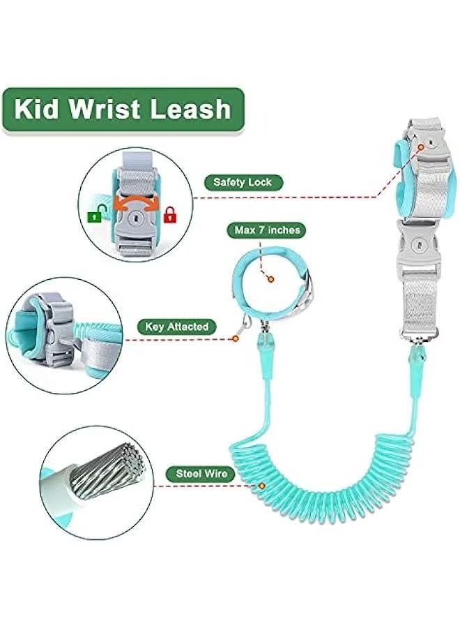 DPTER 2.5M Toddler Leash，Anti Lost Toddler Leash with Backpack Harness and Wrist Link for Child Safety Wristband Leash, Reflective Anti-Loss Wrist Strap For Children、 Infants And Children, Wrist Strap For Outdoor Activities And Shopping,Green - Image 5