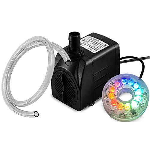 PULACO 10Watt 160GPH Submersible Fountain Pump with Automatic Color Changing LED Light and flow regulator for Water Feature, Outdoor Pond, Aquarium fish tanks - Image 1