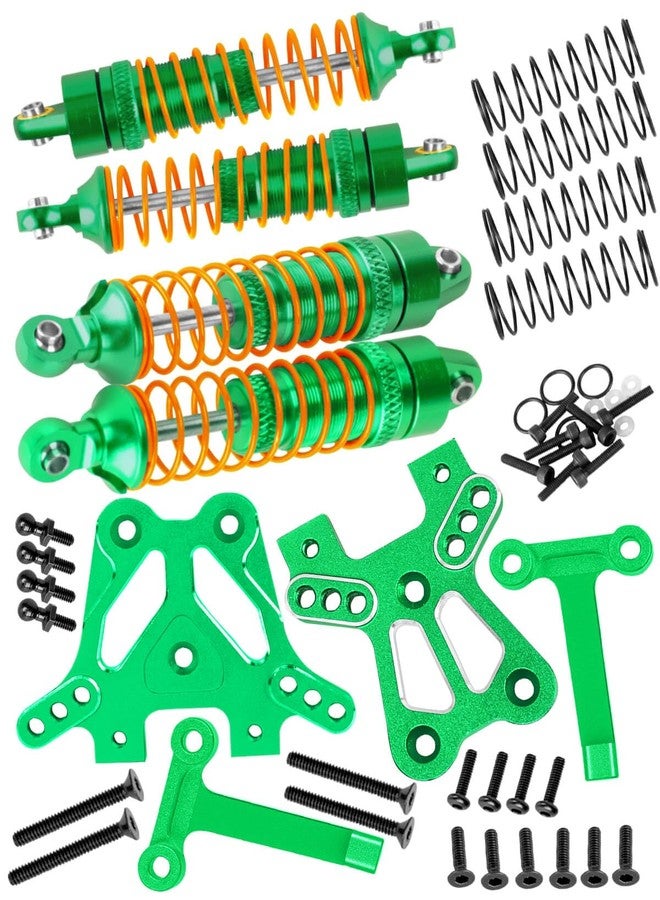 hopsupRC Aluminium Front Rear Assembled Full Metal Shocks&Front Rear Shock Tower Upgrades Part for 1/18 LaTrax Teton Desert Prerunner,Replace Parts 7660 7665 7637(Green) - Image 1