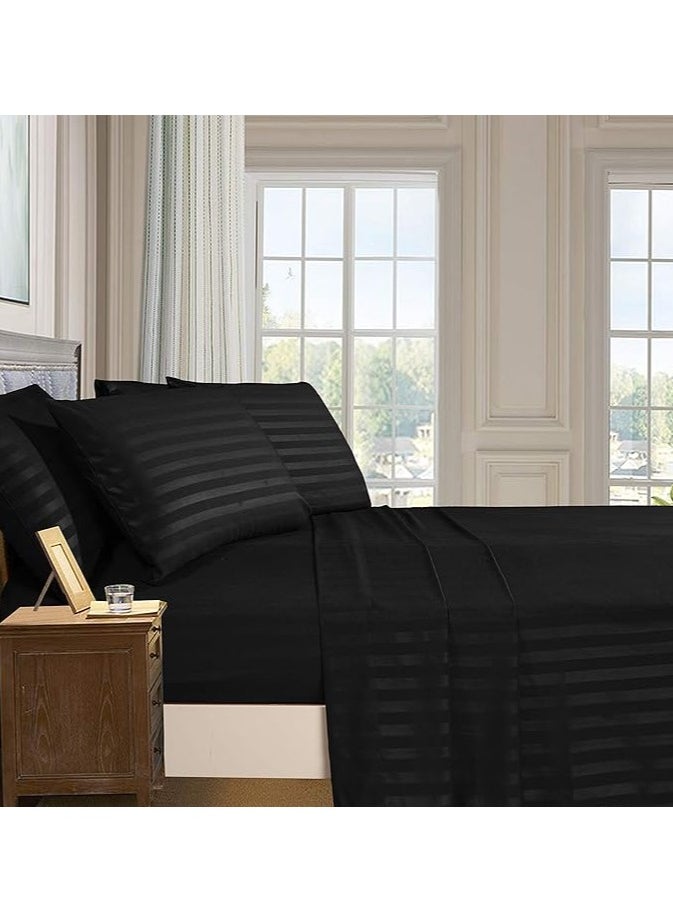 3 Piece Luxury Black Striped Bed Sheet Set with 1 Flat Sheet and 2 Pillowcases for Hotel and Home Crafted from Ultra Soft and Breathable For All Seasons Cotton for Year-Round Comfort (Single/Double) - pzsku/Z20DA4D936BE471FBDE8CZ/45/_/1738682936/6c80b96c-d794-4b01-be59-6ea335ff4972