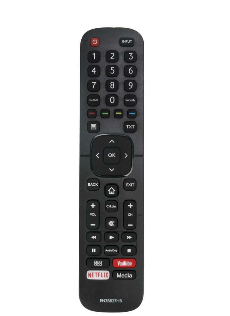 JAJEEK Remote Control EN2BB27H B Replacement for Hisense TV – Compatible with H32A5600, H39AE5500, H32A5600UK, H43A5600, H65A6100, H43AE6030, H50A6100 & More, Quick Access to Media, YouTube & Netflix - Image 2