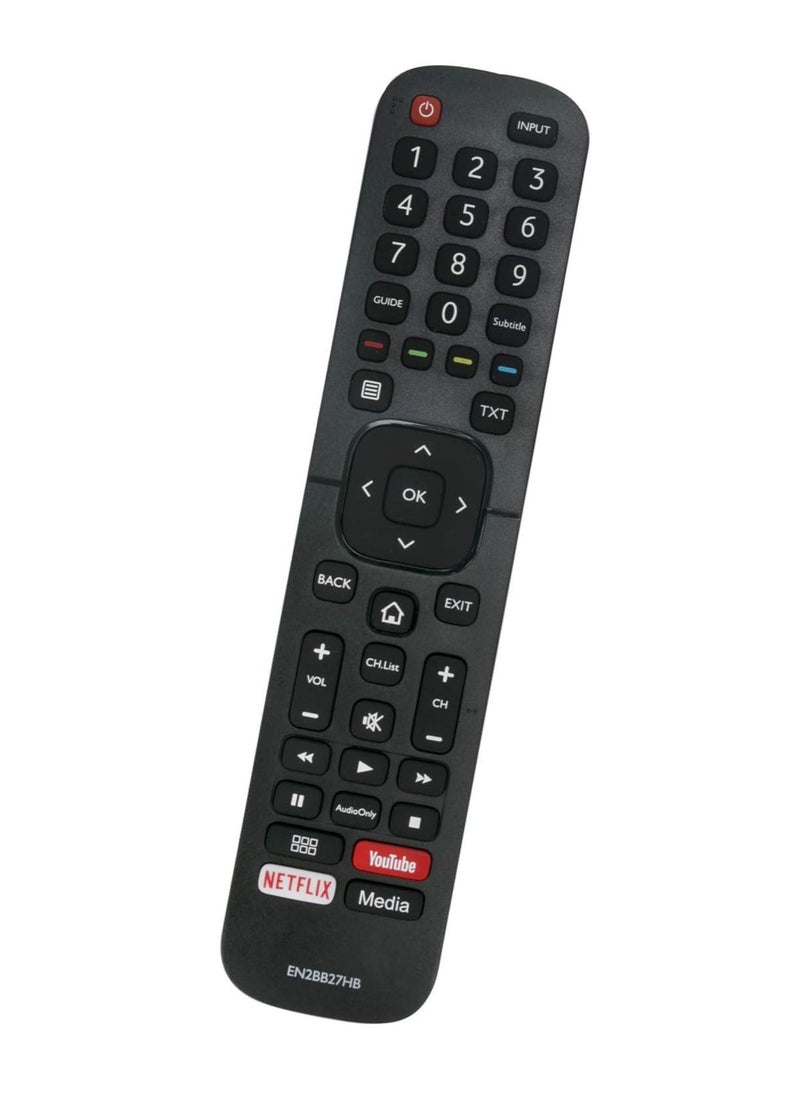 JAJEEK Remote Control EN2BB27H B Replacement for Hisense TV – Compatible with H32A5600, H39AE5500, H32A5600UK, H43A5600, H65A6100, H43AE6030, H50A6100 & More, Quick Access to Media, YouTube & Netflix - Image 1