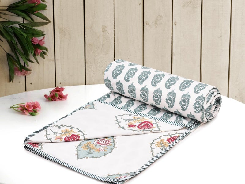 RRC Cotton Reversible Dohar Single Bed, Soft Lightweight Bed Blanket, AC Dohar Blanket for Summers/Winter 57X87(Inches) Flannel Dohar Throws for Bed - Image 4
