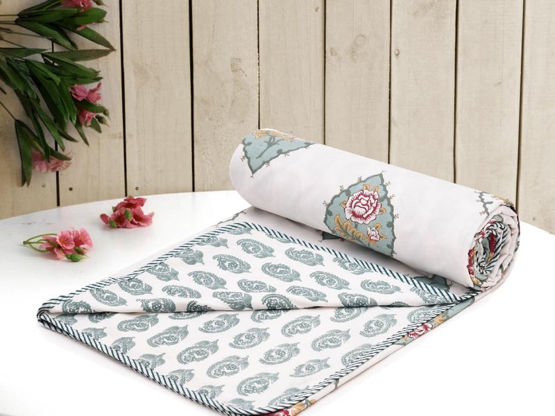 RRC Cotton Reversible Dohar Single Bed, Soft Lightweight Bed Blanket, AC Dohar Blanket for Summers/Winter 57X87(Inches) Flannel Dohar Throws for Bed - Image 3