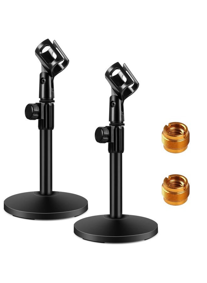 InnoGear Desktop Microphone Stand, Upgraded Adjustable Table Mic Stand with Mic Clip and 5/8" Male to 3/8" Female Screw for Blue Yeti Snowball Spark & Other Microphone, Pack of 2 - Image 1