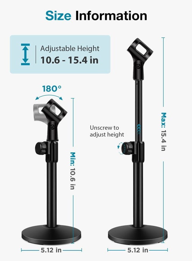 InnoGear Desktop Microphone Stand, Upgraded Adjustable Table Mic Stand with Mic Clip and 5/8" Male to 3/8" Female Screw for Blue Yeti Snowball Spark & Other Microphone, Pack of 2 - Image 2