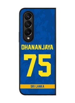 Rugged Black Edge Case for Samsung Galaxy Z Fold4, Slim fit Soft Case Flexible thin Cover - Player Name - Dhananjaya de Silva, Jersey Number- 75