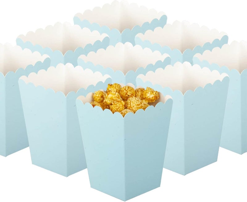 WOPARTY Light Blue Popcorn Boxes Set of 36 Mini Paper Popcorn Favor Boxes,Open-Top Cardboard Popcorn Container for Party Supplies - Image 1